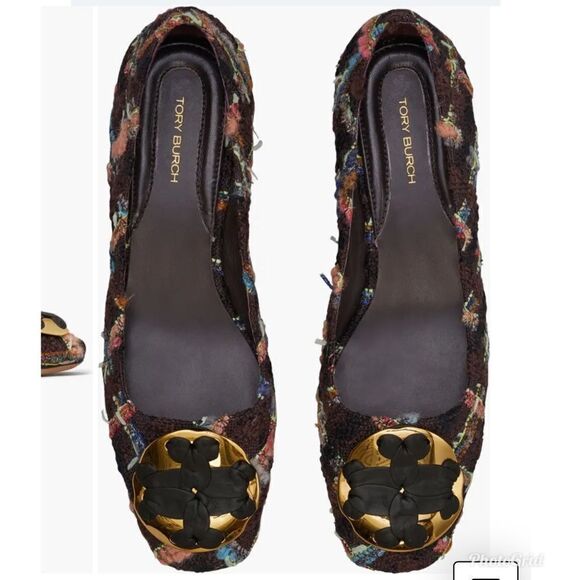 Revolve Tory Burch Wool Blend Mixed Media Tweed Boucle Plaid Pump In Brown/coco - Picture 2 of 10